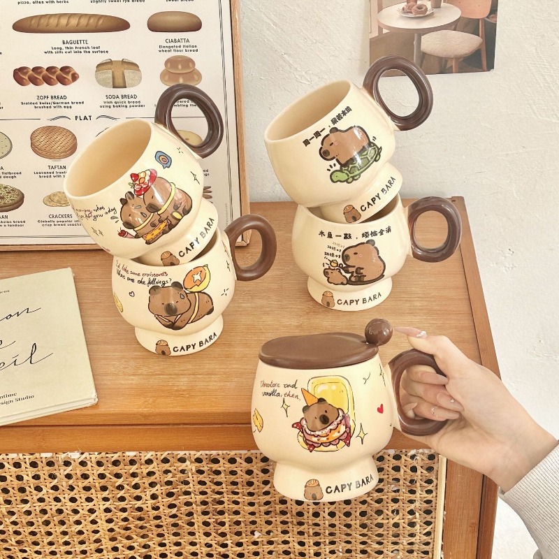 Coffee Y Tea - Caneca de cerâmica capivara fofa com