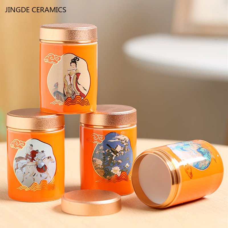 Coffee Tea Jar Set - Chinês Portátil Viagem Chá Caddy, Pu